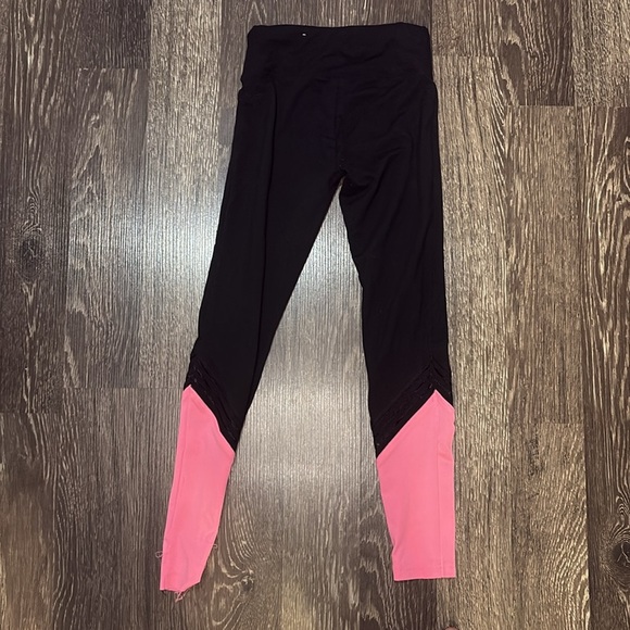 Justice girls size 10 leggings- set of 2 pink & black and purple & gray - Picture 3 of 8